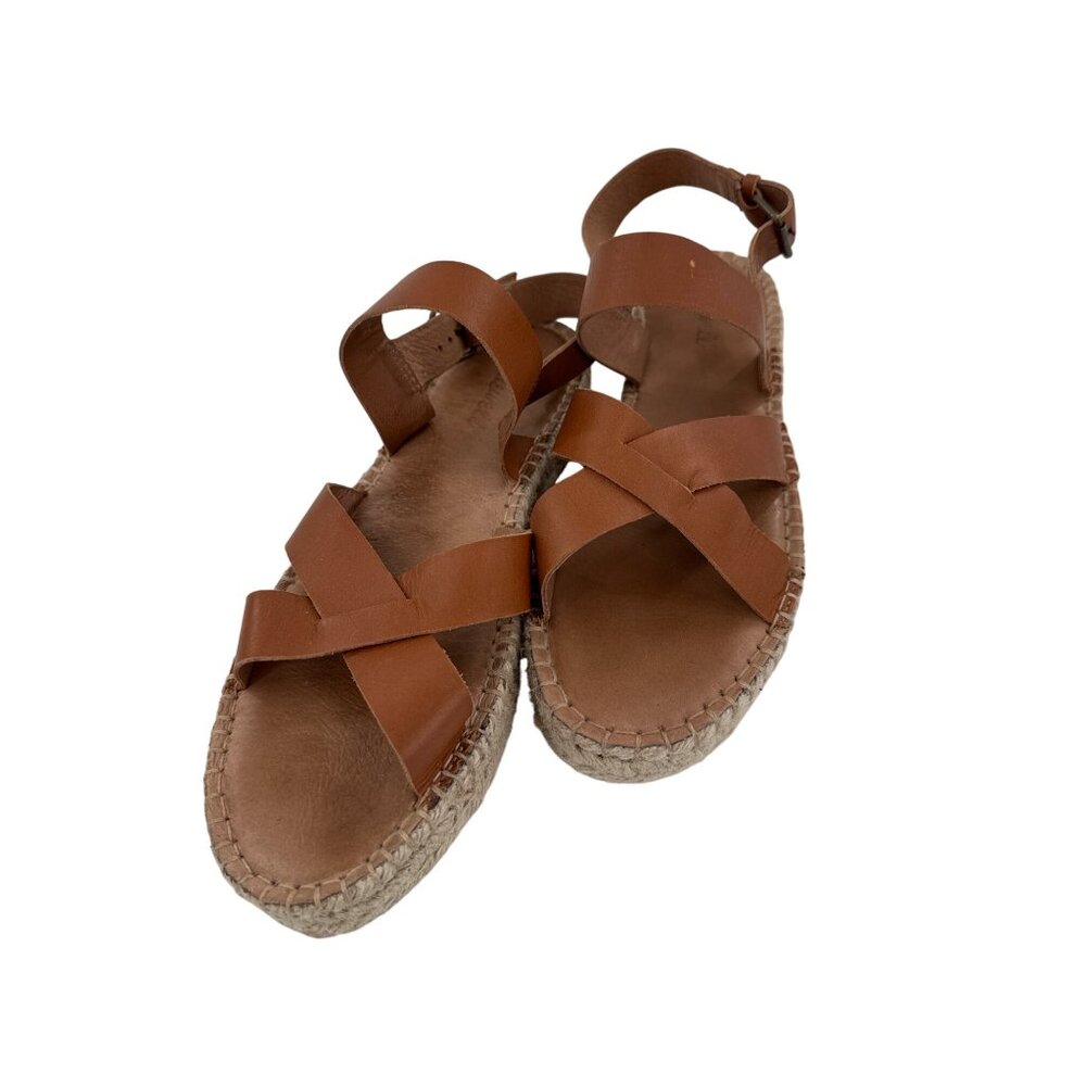 Madewell The Malia Espadrille Sandal Womens Leather Brown size‎ 9